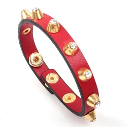 fashion vintage PU leather women bracelet women custom wholesale plastic diamond inlay rivet bracelets personalized bracelet