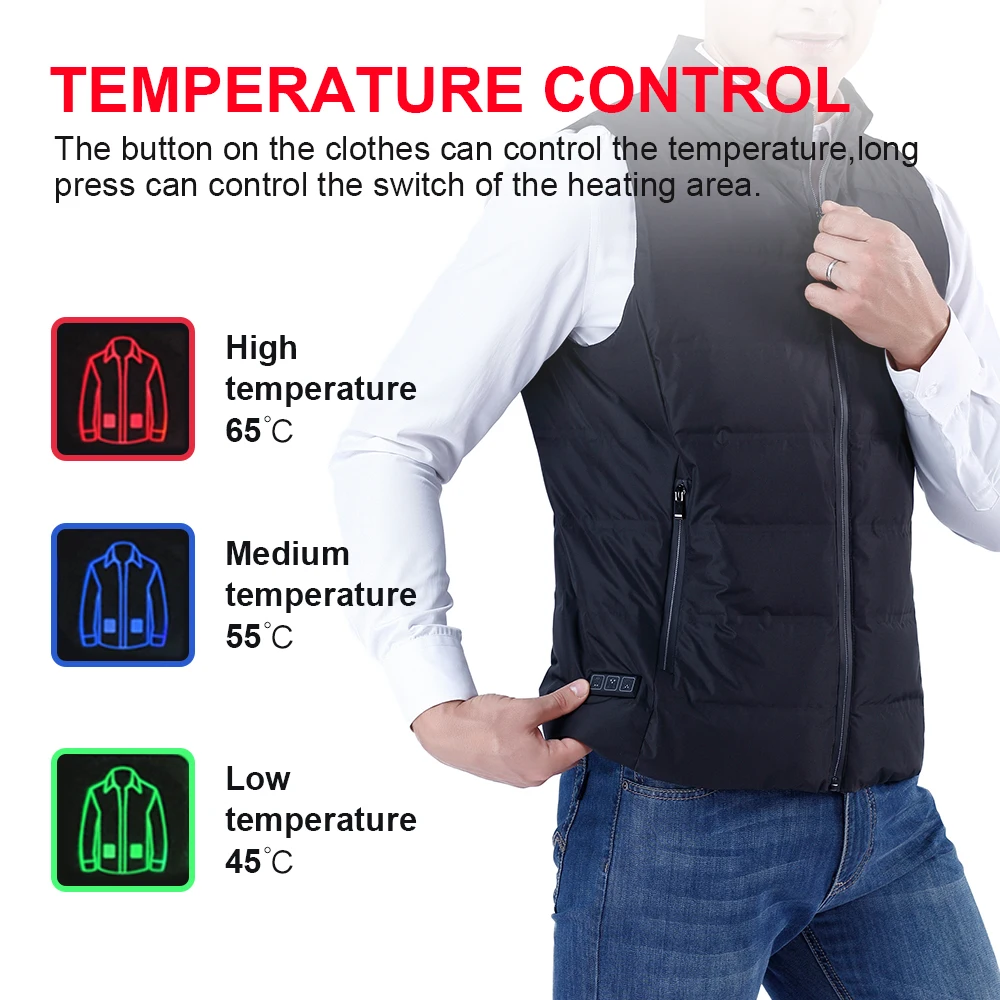 Inter Thermal Vest USB Smart Heated Suit Quilted Sleeves Jacket Padded Gilet Warming Heated Vest