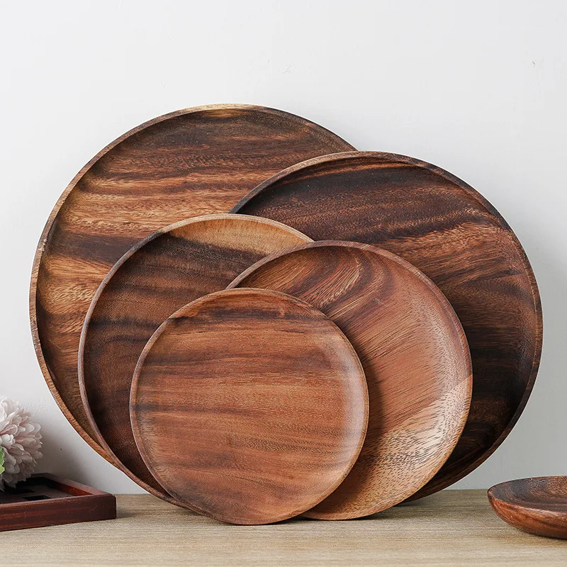 Hot Selling Wood Tableware Set Family Dining Plate Salad Bowl Italian Noodle Board Kitchen Supplies Handcrafted Wooden Tableware