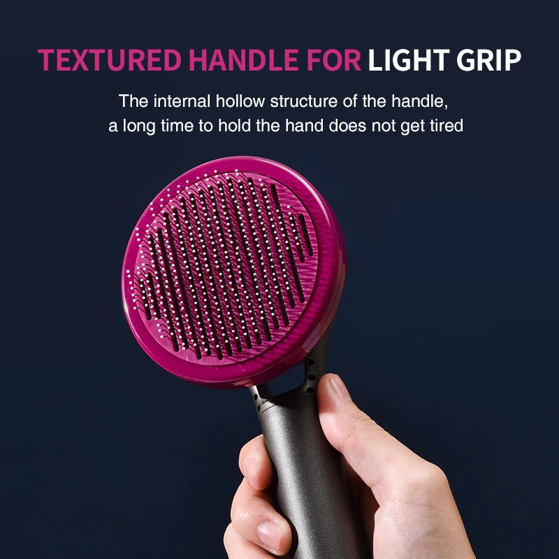 Factory Wholesale Pet Grooming Cat Fur Dog Fur Comb Self Clean Button With Masaging Bead Fashion Color