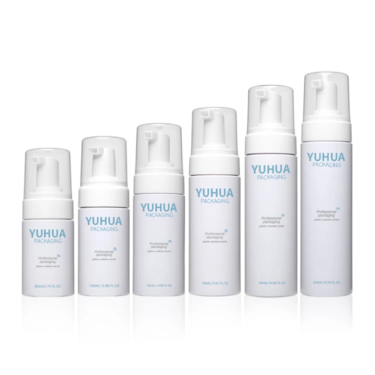 Eco Friendly Cosmetic Foam Containers 150ml 200ml Face Cleaner Empty Plastic White Frosted Foaming Bottle for Shampoo