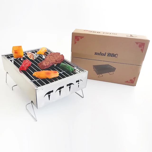 
Outdoor tabletop Mini folding portable bbq grill disposable stainless steel charcoal barbeque grill 