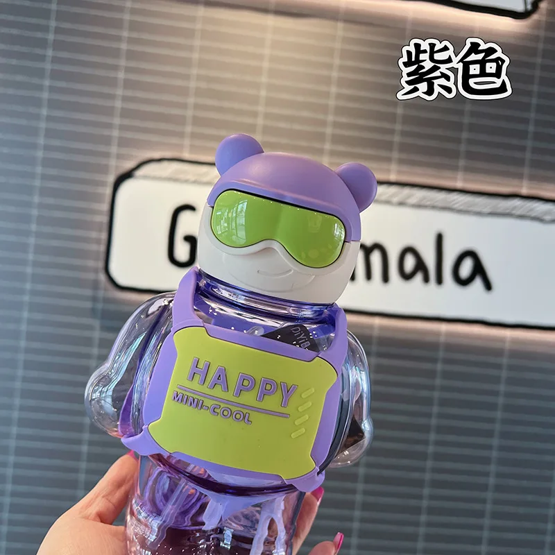 Top Selling Products Cute Kawaii 800ml Teddy Bear Bear Shaped Plastic Water Bottle for Kids Children