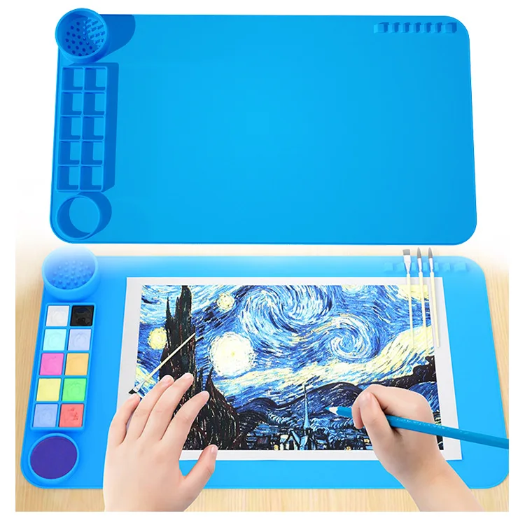 Толстый силиконовый художественный коврик с цветным логотипом на заказ чашкой силиконовые коврики для творчества и рисования