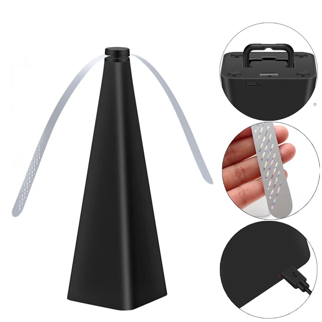 BSCI Audit Black Fly Fan for Tables USB Rechargeable Battery with Hooker Spraying Paint on surface Outdoor Picnic Table Fans