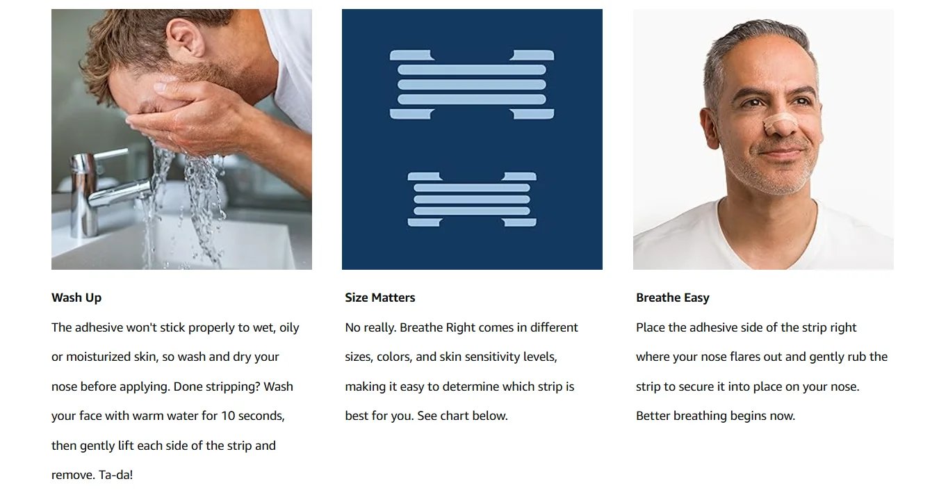 Breathe Right Original Nose Strips to Reduce Snoring and Relieve Nose Congestion, Tan, 30 Count