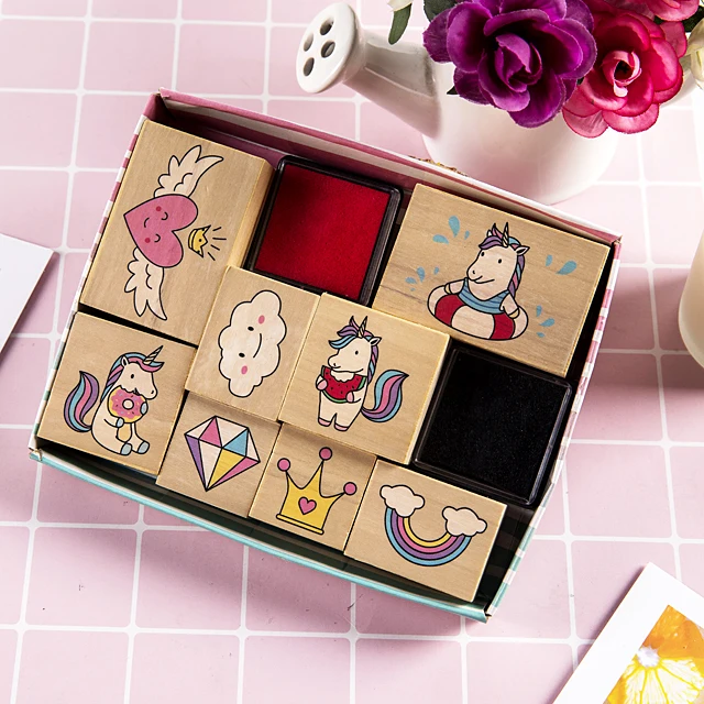 Retro wooden heart seal decoration DIY Wooden stamps