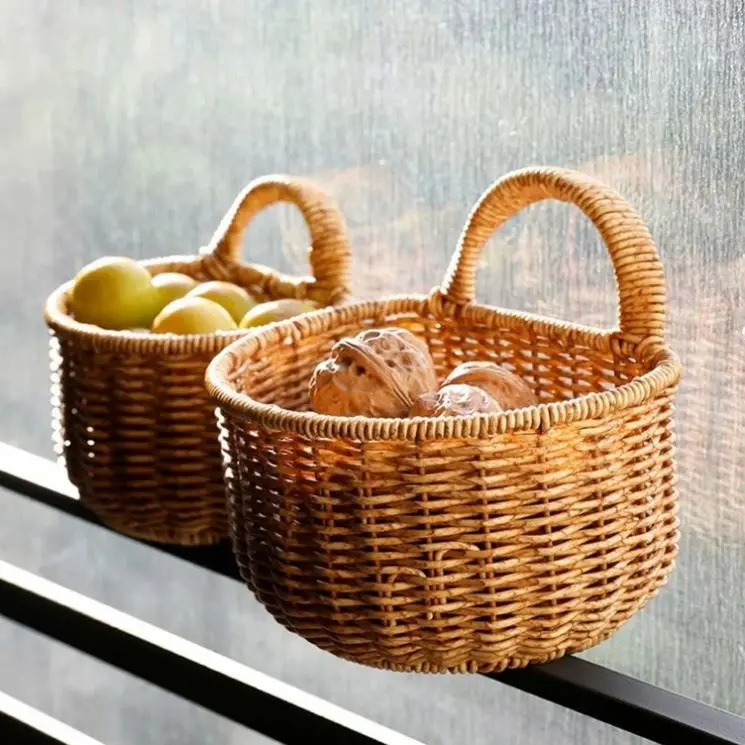 Hanging Flower Pots For Outside Artificial Fall Baskets Japanese Rattan Wall Decoration Raffia Grass Woven