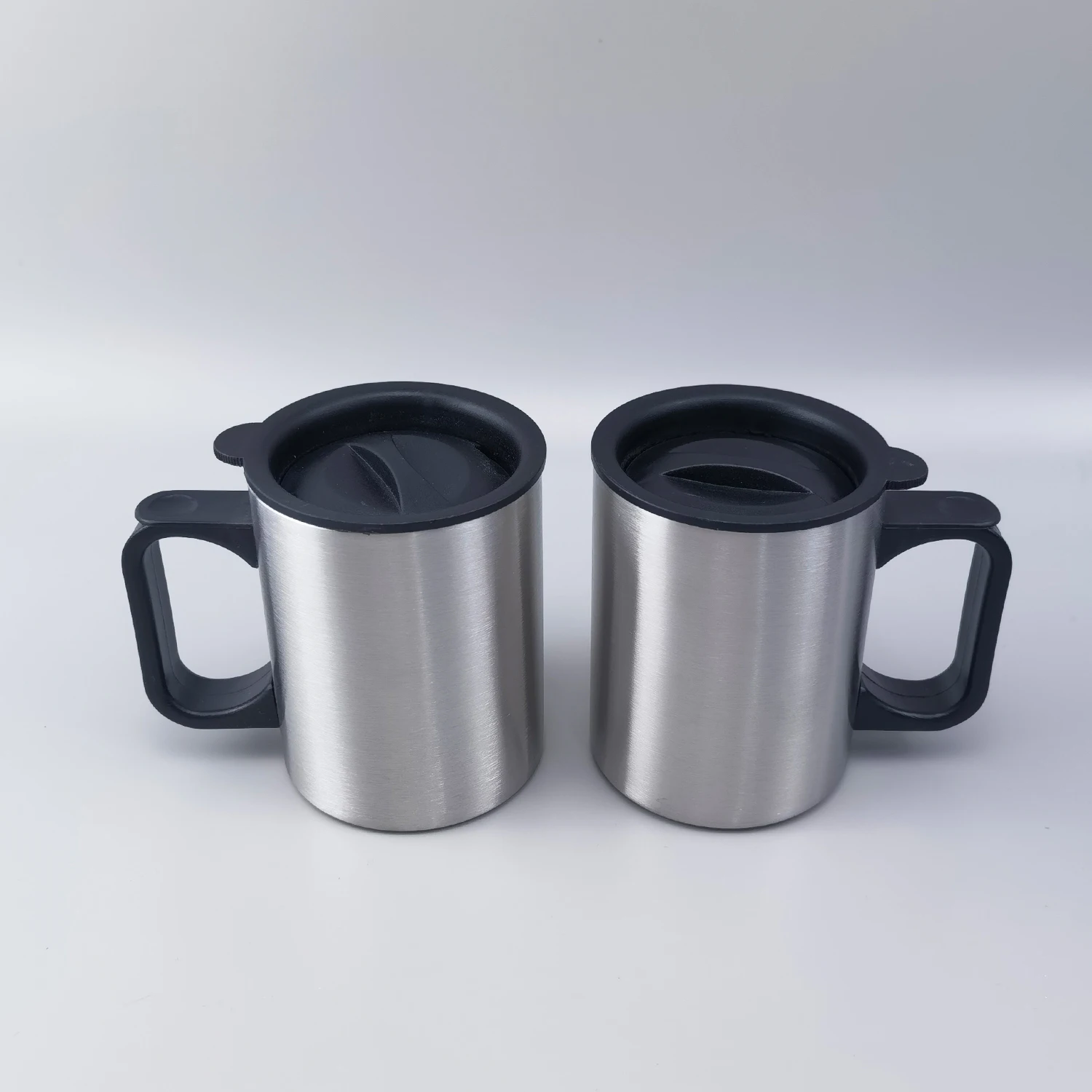 Wholesale OEM 12oz 18/8 Stainless Steel Coffee Mug Camping Cup Drinking Travel Tumbler Cup With Plastic Handle