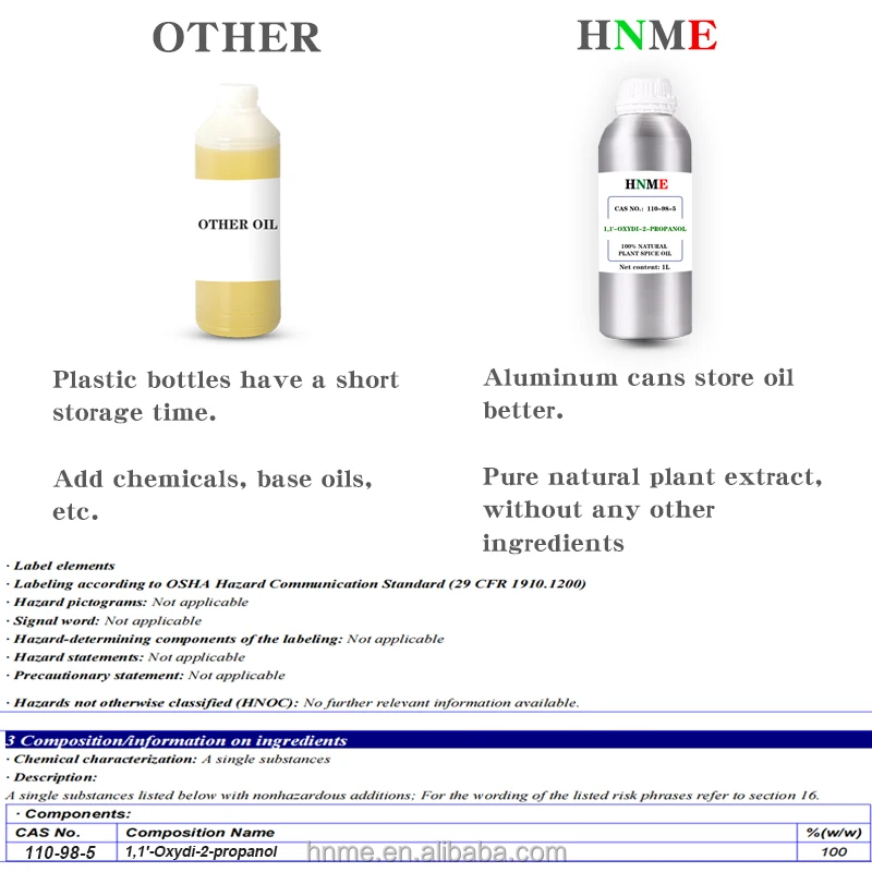 Oxydi-2-propanol 100% natural plant spice essential oil Top quality Raw material 1L multi-purpose CAS NO. :110-98-5