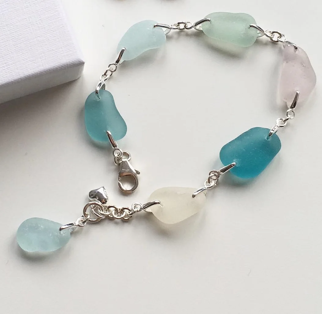 Davenport santacruz Californialove Handmade with love Rare seaglass Pastel sea glass bracelet