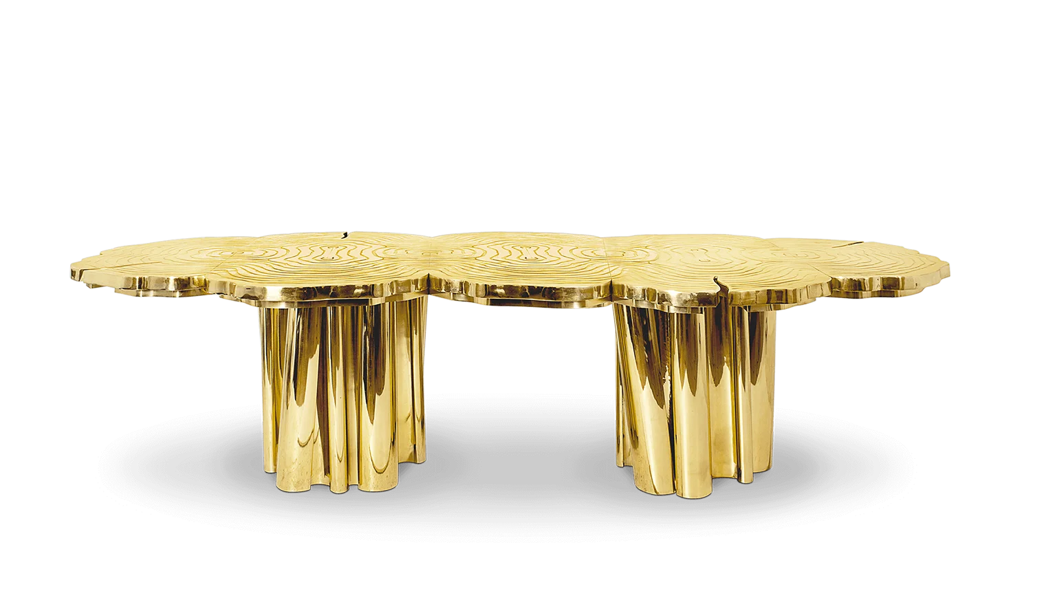 Boca do lobo design italian luxury fortuna round dining table modern golden stainless steel etched table top dining table