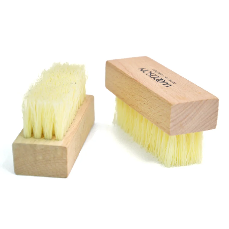PP hair polishing brush plastic hair cleaning brush with Wood handle shoe cleaning brush