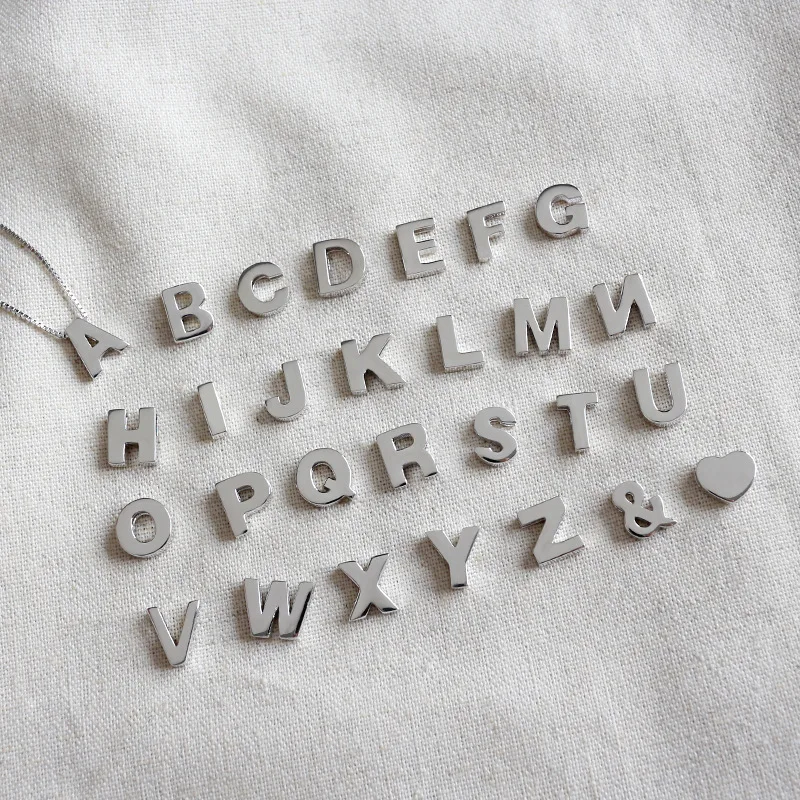 Fine Jewelry 925 Sterling Silver Custom Letter Charms Gold Plated Initial Pendant