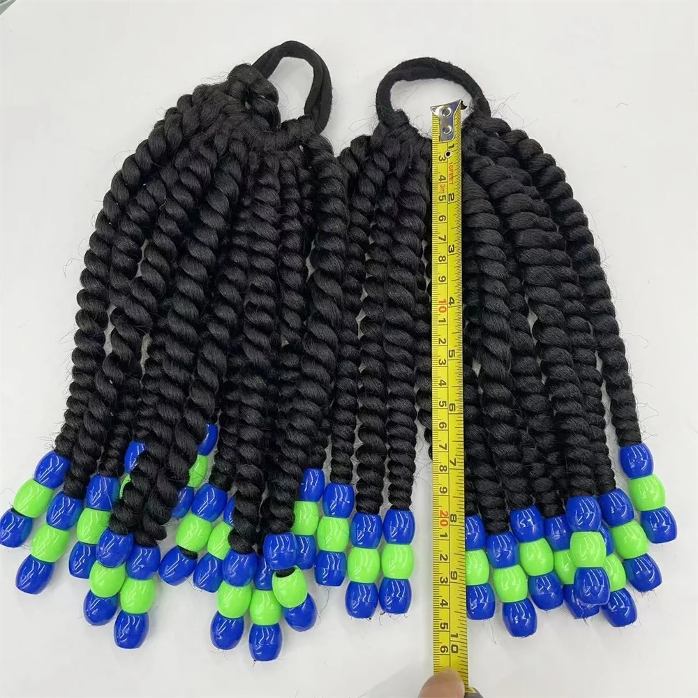 Jumbo braids twist hair 6 colors 10Inch kids ponytail holder with big glitter bows for girls beauty accessories