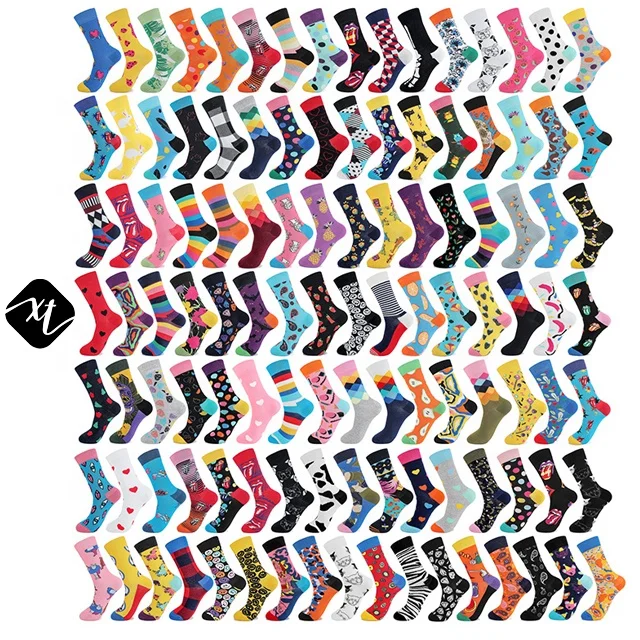 2022 new design custom fashion colored unisex cotton men dress happy socks