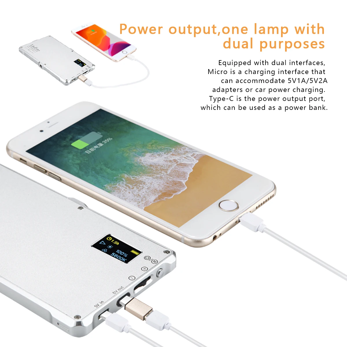 LituFoto F18 Professional Camera Light Bi-color Video Light with OLED Display 3200-5600K for Shooting  Photography