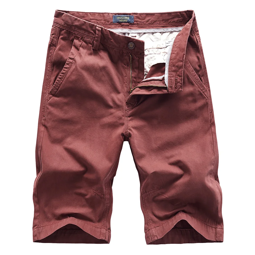 Japanese original slim mass cotton wear-resistant word button back pocket solid color casual shorts G3521 S50