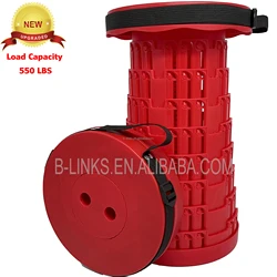 Load 550 lbs Custom Logo Outdoor Camping Stool Portable Plastic  Collapsible Telescopic Folding Ottoman Stool With Cushions