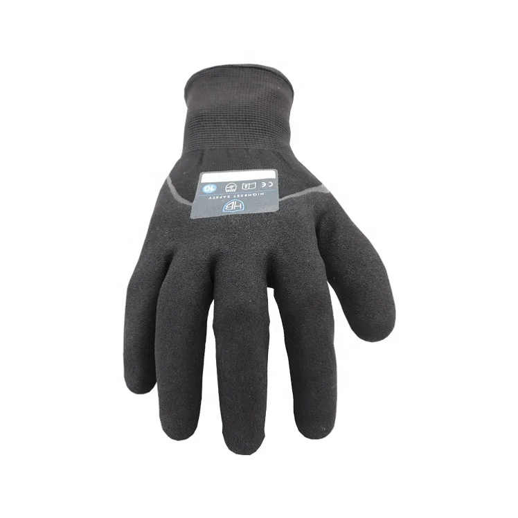 Thermal Hardware Glove G Police Knuckle Coated Safety Gloves Warm Fleece-liner Nitrile Sandy Palm Oil Repellent ANTI-HEAT