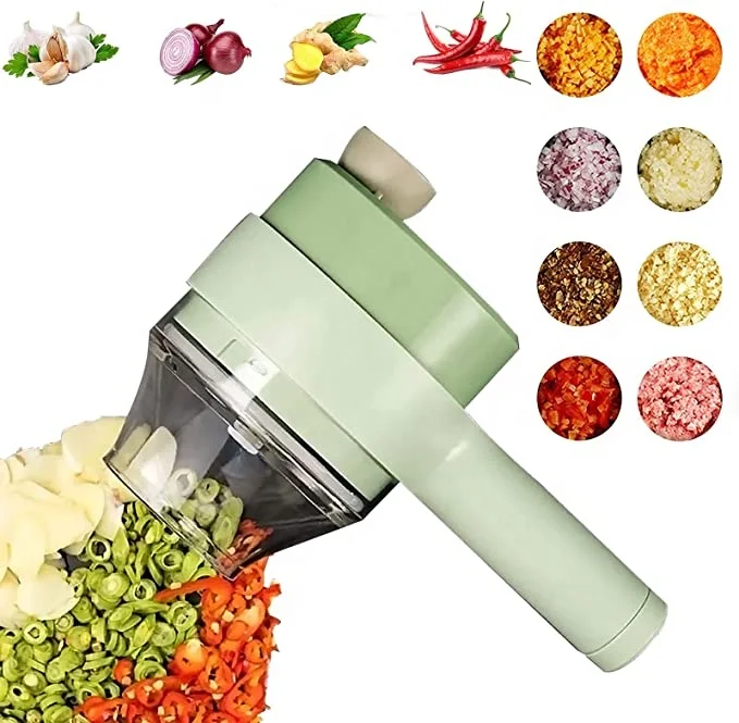New Arrival 4 in 1 Handheld Electric Vegetable Cutter Set Mini Wireless Food Choppers Garlic Vegetable Chopper Slicer Machine