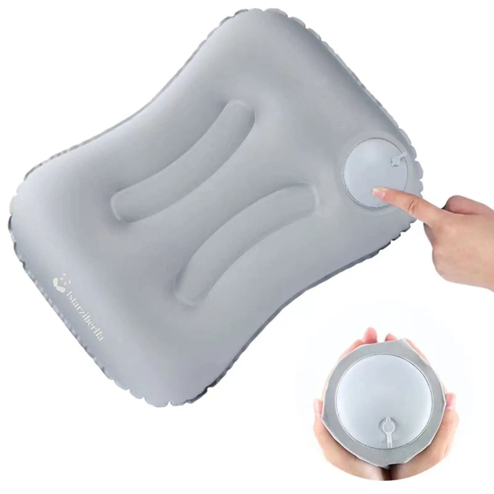 2022 Hot Selling Ultralight Compressible Camping Inflatable Pillow PVC Memory Foam Massage Built-in Press Pump Collapsible