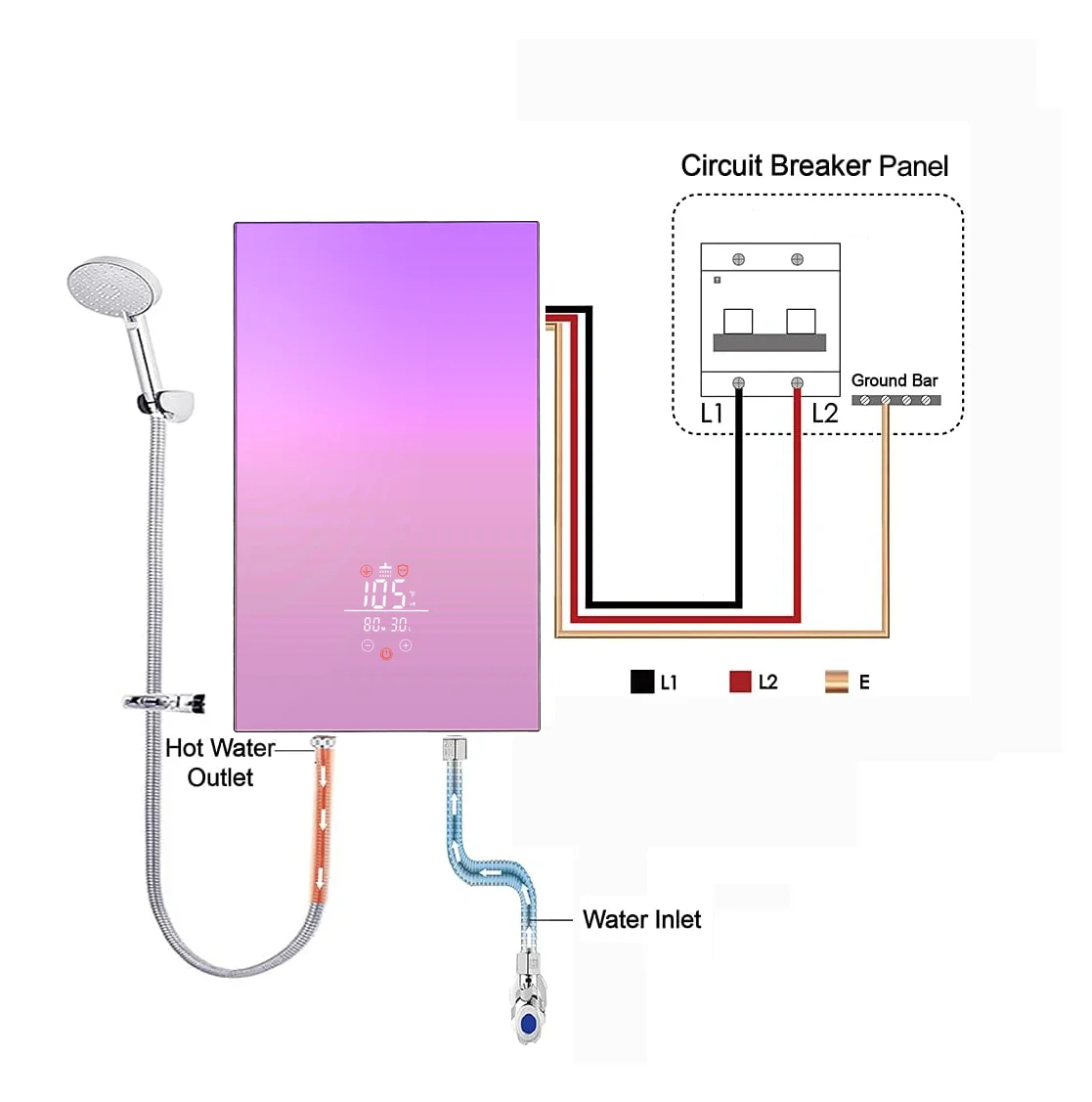 High Power 8KW-11KW Wall Mounted Electric Portable Water Heater Gyser Plastic 2023 High-end Mini Kitchen Heater