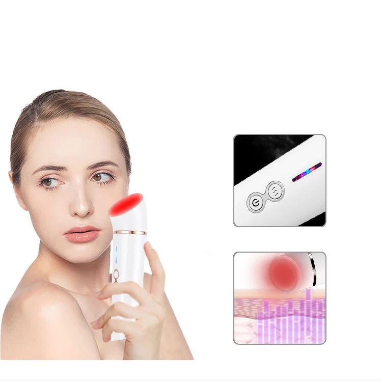 Gift Glass Top head Photon Therapy Skin Smooth Face Anti-aging Led Red Light Lifting Facial Massage Infrared Beauty Device