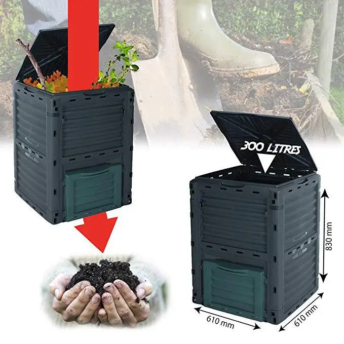 300L Plastic Garden Compost Bin From BPA Free Material, Easy Assembling, Large Capacity,