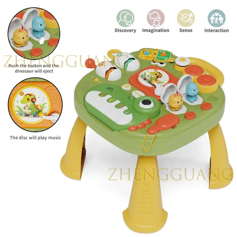 Zhengguang Multifunctional Dinosaur Piano Puzzle Game Learning Table Toys Baby Sensory Busy Board Montessori Toys for Toddler
