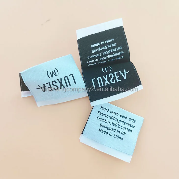 Custom private clothing brand personal design logo print woven label MOQ 100 woven label