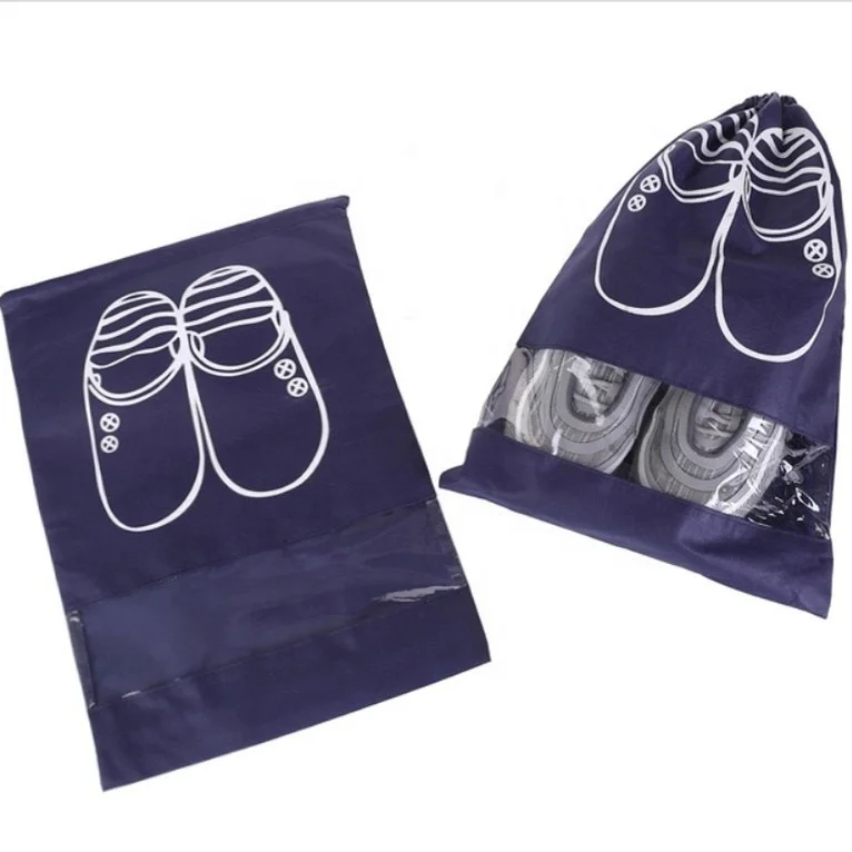 
New stylish lightweight travel drawstring shoes storage case non-woven waterproof shoes carrier bag for suitcase 