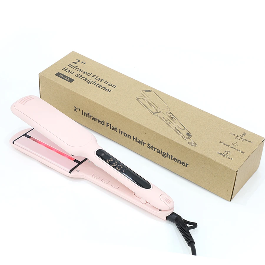 Быстрый нагрев профессиональный салон 2-дюймовый широкий титановый инфракрасный выпрямитель для волос высокое качество плоский утюг с пользовательским логотипом