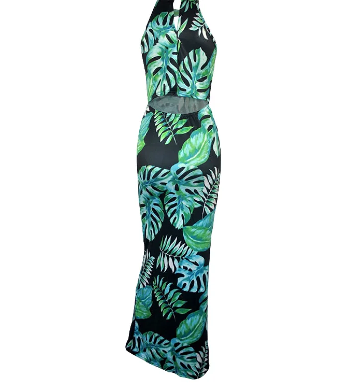 
Sleeveless dress sexy floral print dress 