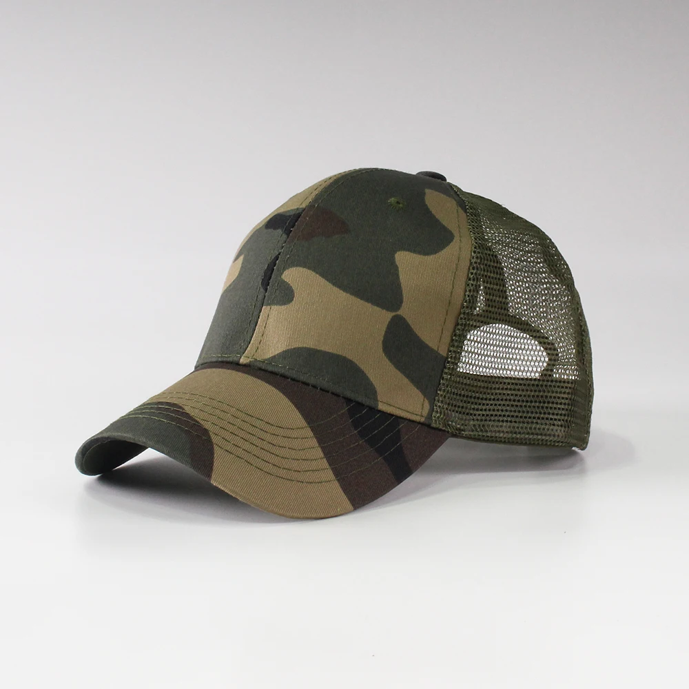 Wholesale High Quality Sutdoor Sunshade Camouflage Sports Hats Adjustable 6-Panel Tactical Camo Trucker Hat Baseball Caps
