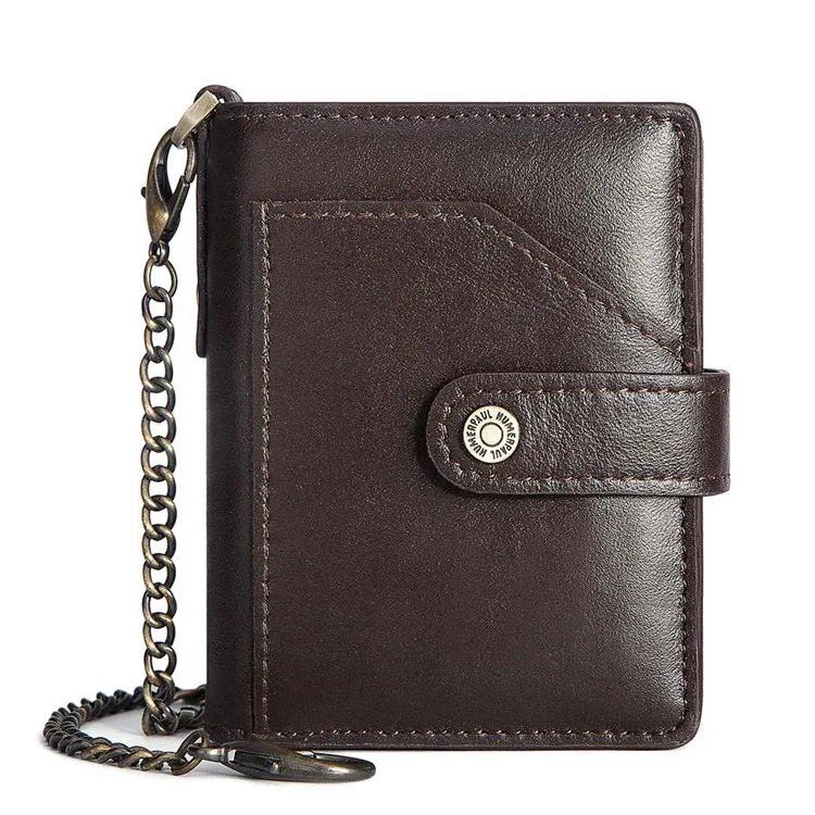 Custom rfid protected black wallets man men custom wallet chain real genuine leather wallet