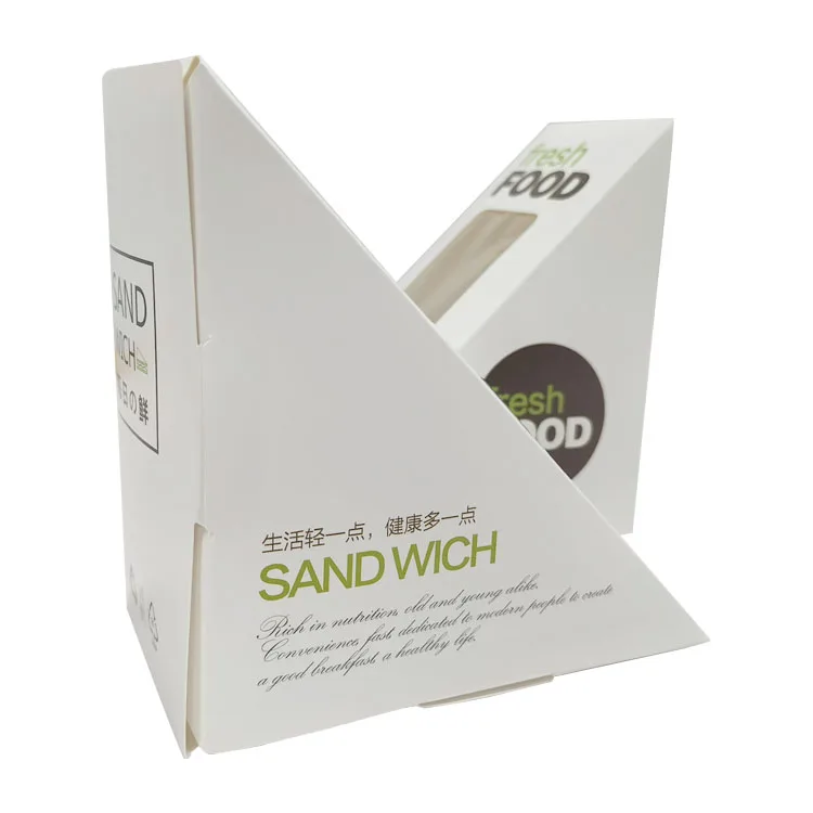 Custom Printing Disposable Paper Packaging Sandwich Box Kraft Paper Triangle Sandwich Boxes Vacuum sandwich Box