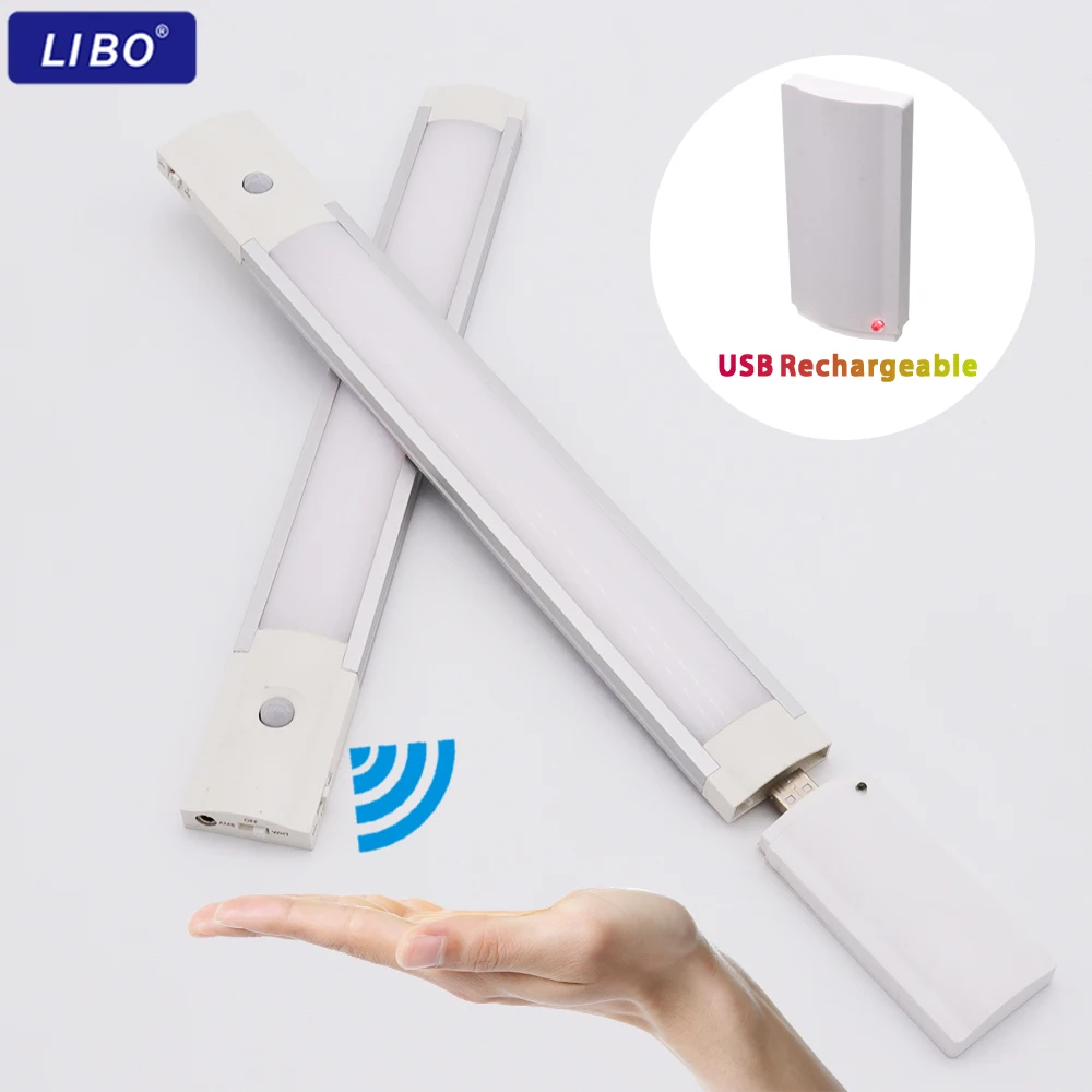  Аккумулятор USB Перезаряжаемый датчик движения Шкаф Кухонная полоса Ночник LED под