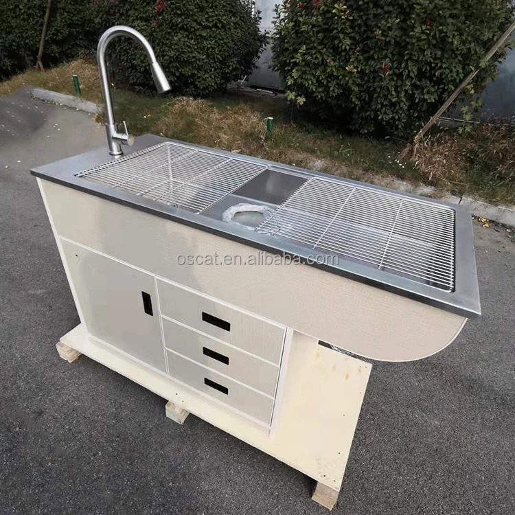 OSCAT  Good Price 304 Stainless Steel Veterinary Surgery Table Veterinary Equipment Vet Disposal Table For Clinic