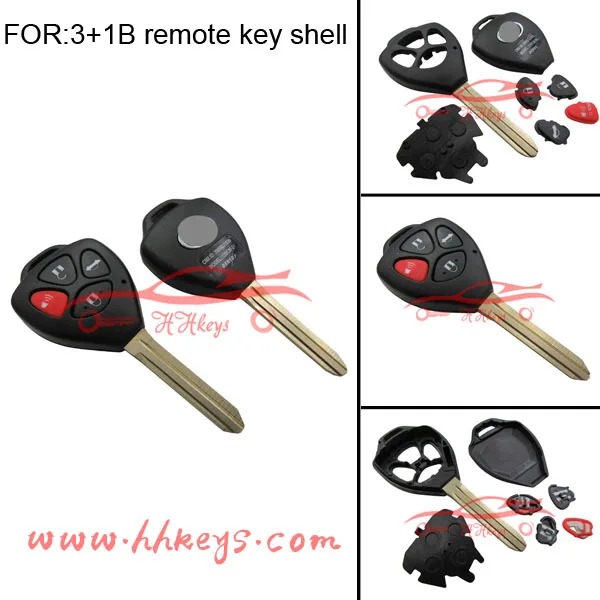 Toyot 3+1 buttons remote key shell with TOY43 blade for Toyot Car Key Shell Case Fob fits Corolla Camry Matrix Yaris RAV4