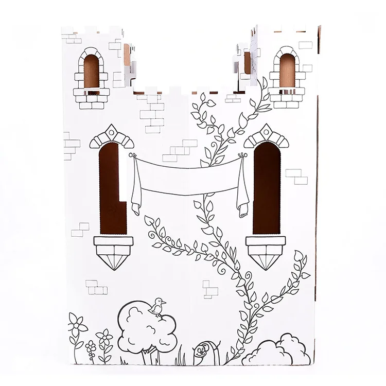 Fairy Tale Castle Kids Art Craft Indoor Outdoor Fun Color Draw Doodle Decorate Personalize a Cardboard Fort Age 3+ White