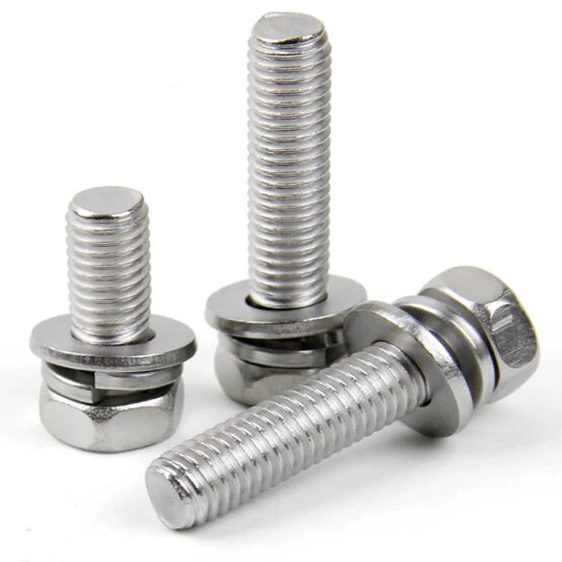 M2.5 M3 Stainless Steel ASTM A193 A914 B8 B8M B8T ASTM A453 GR660 A286 Cross Recessed Hex Head Screw Assembled With Washer