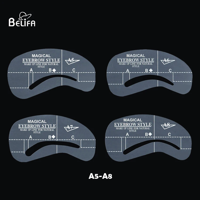 
Belifa 24 piece style grooming plastic eyebrow shape makeup stencil shaping template kit 