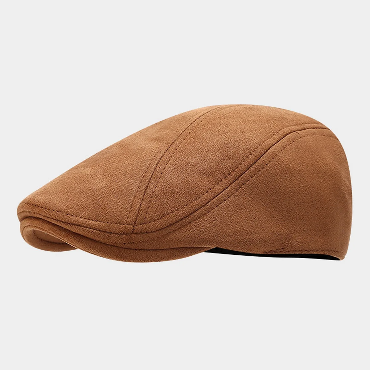 Simple Solid Color Suede Mens Flat Cap  Cotton Newsboy Cap Vintage Style Ivy Hat Beret Hat Gatsby Driving Cap For Men