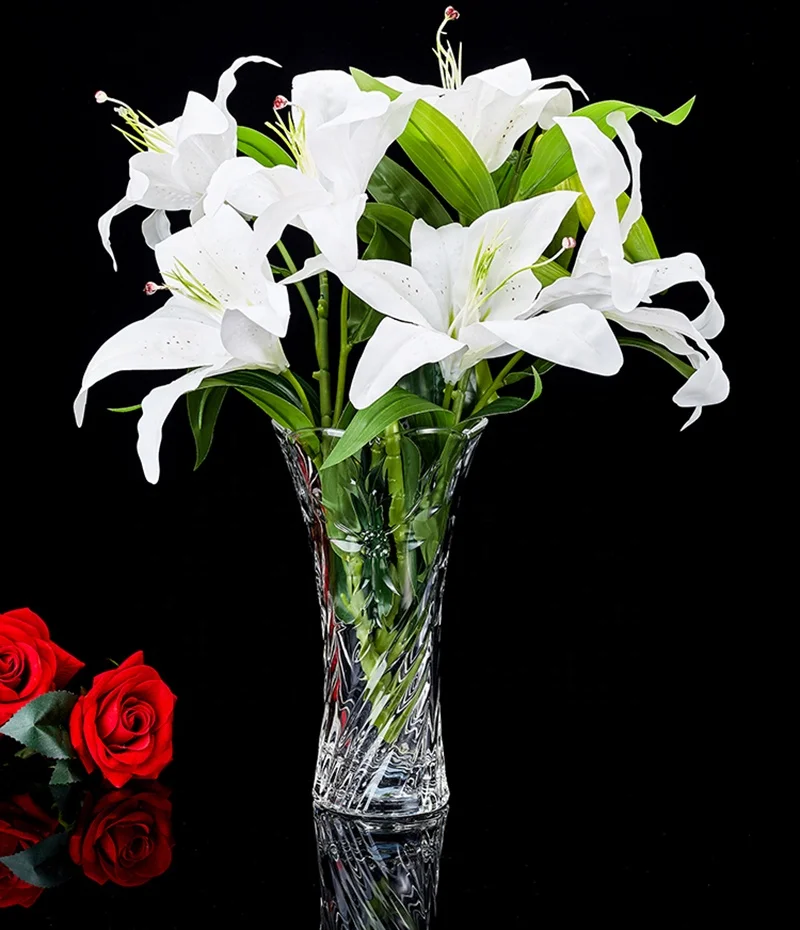Centerpiece Glass Decorative Colored Clear Glass Flower Vase/Glass Vase for Home Decor