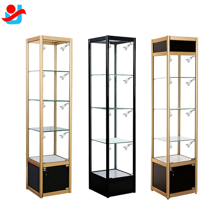 Custom Floor Standing Aluminium Glass Display Showcase Tower case