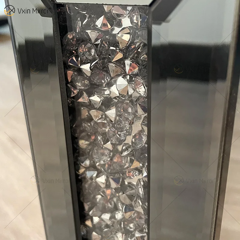 2022 WXCH-036  Crystal Mirrored Candle Holder mirror Classic European Gray Candle Holder Home Decoration for living room