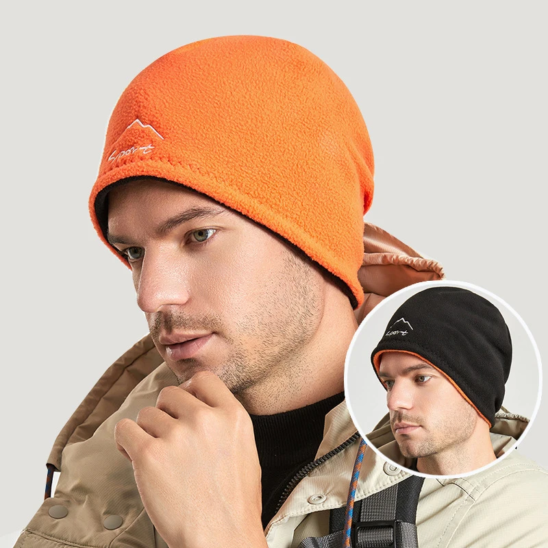 FF1855 Custom Polar Fleece Thermal Beanies Ski Cycling Running Beanie Hats Reversible Winter Under Helmet Liner Skull Cap