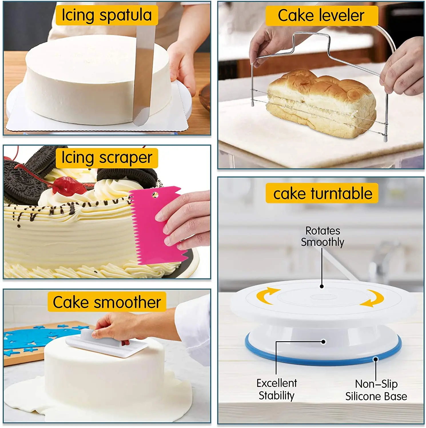 512Pcs Cake Decorating Kit with Non-Slip Cake Turntable Baking Supplies Baking Set for Beginners and Cake Lovers