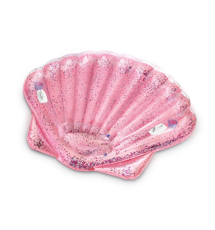 INTEX57257 Pink Durable Inflatable Seashell Swimming Float  Sparkling Beach Lounge Air Mattress